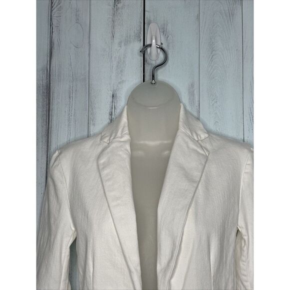 Frank‎ & Eileen Dublin Open Tailored Blazer Italian Performance Denim White XXS - Picture 3 of 16